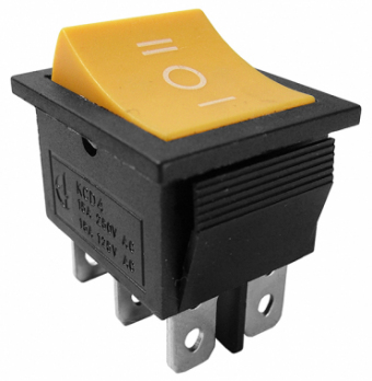 Comutator dublu ON-OFF-ON - 15A/250V - 34x31x25 mm NEGRU CU GALBEN