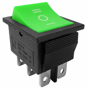 Comutator dublu ON-OFF-ON - 15A/250V - 34x31x25 mm NEGRU CU VERDE