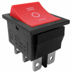 Comutator dublu ON-OFF-ON - 15A/250V - 34x31x25 mm NEGRU CU ROSU